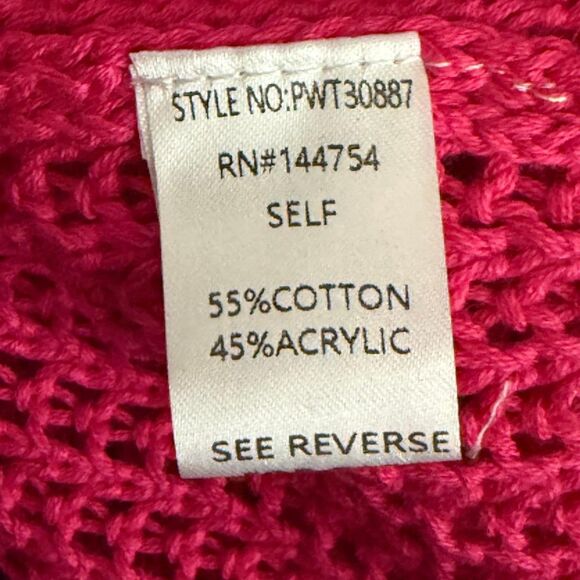 Davi & Dani Star Front Hot Pink Crochet Drop Shoulder Knit Top, NEW! Size 1XL - Picture 6 of 7